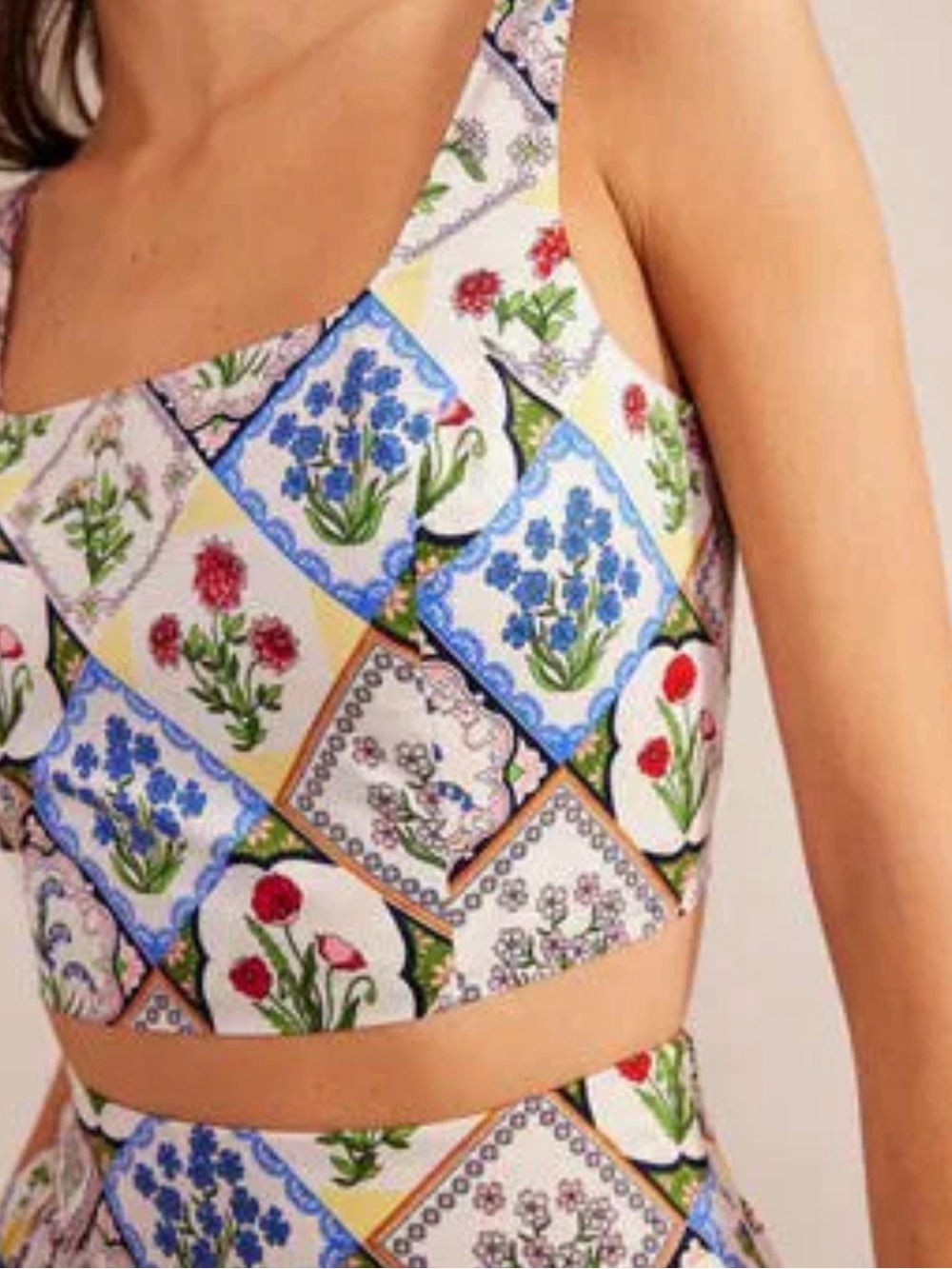 Boden Floral Patchwork Crop Tank Top 6